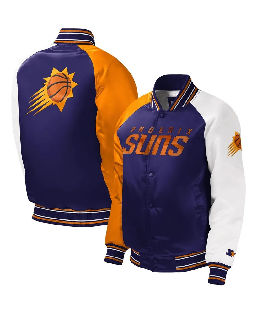 Big Boys and Girls Starter Purple Phoenix Suns Raglan Full-Snap Varsity Jacket