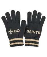 Women's Wear by Erin Andrews Black New Orleans Saints Double Jacquard Cuffed Knit Hat with Pom and Gloves Set