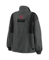 Women's Wear by Erin Andrews Charcoal Cincinnati Reds Packable Half-Zip Jacket