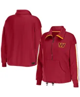 Women's Wear by Erin Andrews Burgundy Washington Commanders Logo Stripe Half-Zip Top