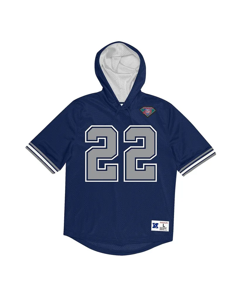 Men's Mitchell & Ness Emmitt Smith Navy Dallas Cowboys Retired Player Mesh Name and Number Hoodie T-shirt