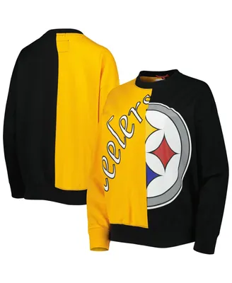 Women's Mitchell & Ness Black, Gold Pittsburgh Steelers Big Face Pullover Sweatshirt