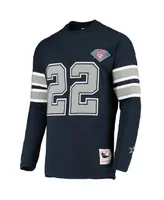 Men's Mitchell & Ness Emmitt Smith Navy Dallas Cowboys Throwback Retired Player Name and Number Long Sleeve Top