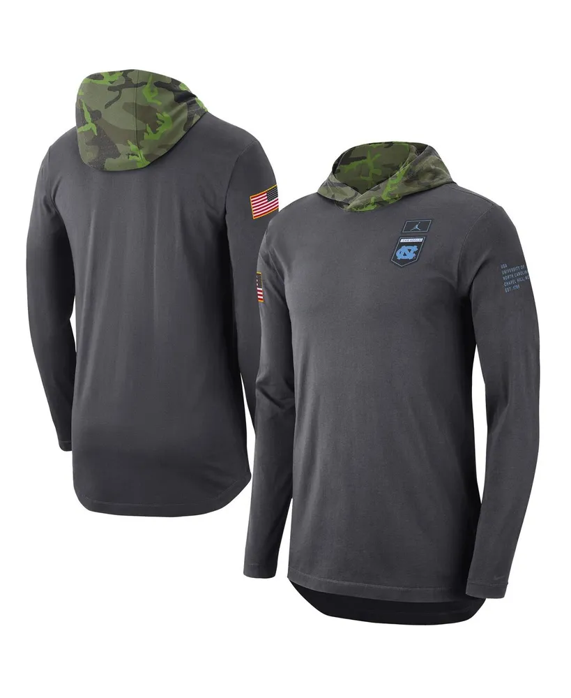 Men's Jordan Anthracite North Carolina Tar Heels Military-Inspired Long Sleeve Hoodie T-shirt