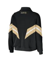 Women's Wear by Erin Andrews Black New Orleans Saints Yarn Dye Stripe Full-Zip Jacket