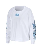 Women's Wear by Erin Andrews White North Carolina Tar Heels 3-Hit Cropped Long Sleeve T-shirt