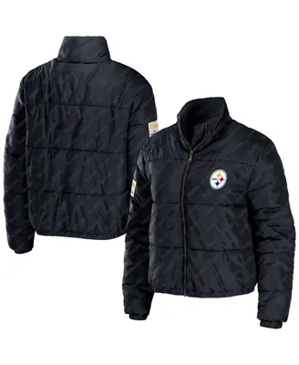 Women's Wear by Erin Andrews Black Pittsburgh Steelers Puffer Full-Zip Jacket