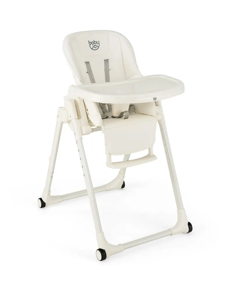 Costway Foldable Baby High Chair w/ Double Removable Trays