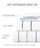 Home Collection Premium Ultra Soft Distressed Field Stripe Pattern 4 Piece Bed Sheets Set
