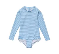 Toddler, Child Girls Cornflower Stripe Ls Surf Suit