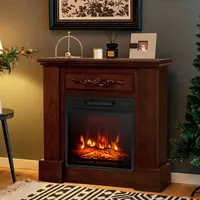 Costway 32'' Electric Fireplace Mantel Tv Stand Space Heater