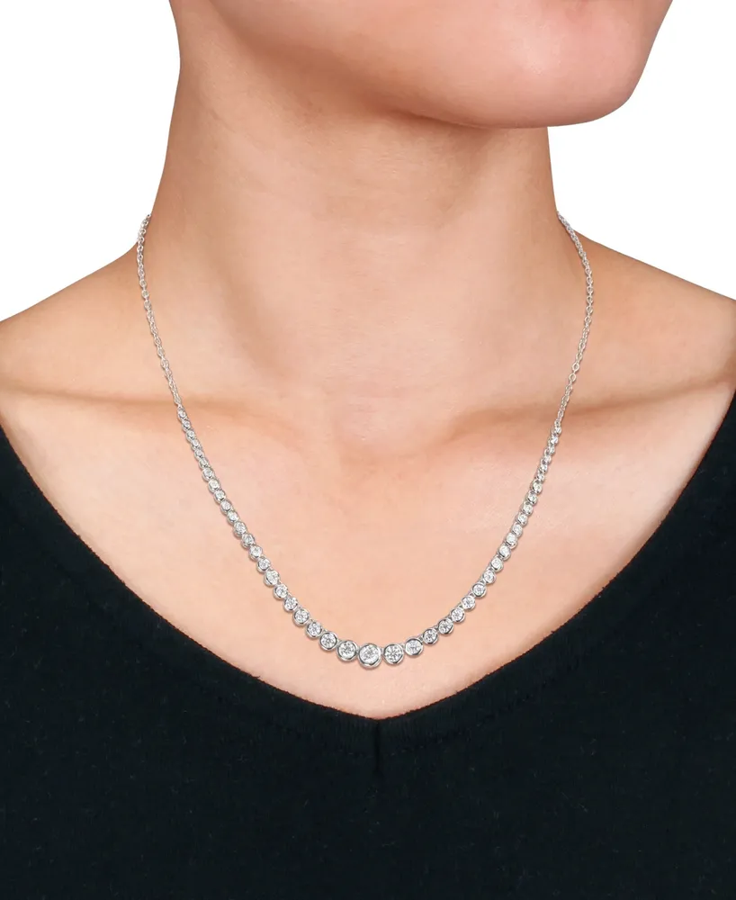 Moissanite Bezel Graduated Collar Necklace (2-3/4 ct. t.w. Diamond Equivalent) in Sterling Silver