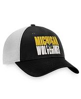 Men's Top of the World Black, White Michigan Wolverines Stockpile Trucker Snapback Hat