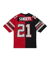 Men's Mitchell & Ness Deion Sanders Black, Red Atlanta Falcons Big and Tall Split Legacy Retired Player Replica Jersey