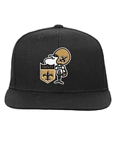 Big Boys and Girls Mitchell & Ness Black New Orleans Saints Gridiron Classics Ground Snapback Hat