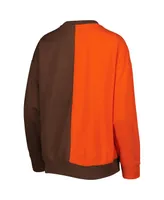 Women's Mitchell & Ness Orange, Brown Cleveland Browns Big Face Pullover Sweatshirt