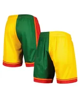 Men's Mitchell & Ness Green, Gold Seattle SuperSonics Hardwood Classics 1995 Split Swingman Shorts