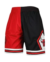Men's Mitchell & Ness Black, Red Chicago Bulls Hardwood Classics 1997 Split Swingman Shorts