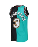 Men's Mitchell & Ness Shareef Abdur-Rahim Turquoise, Black Vancouver Grizzlies Hardwood Classics 1996-97 Split Swingman Jersey