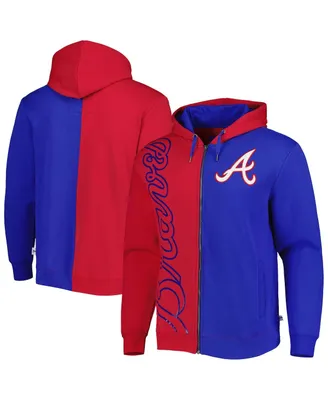 Men's Mitchell & Ness Red, Royal Atlanta Braves Fleece Full-Zip Hoodie