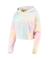 Women's League Collegiate Wear Pink, White Michigan State Spartans Tie-Dye Cropped Pullover Hoodie