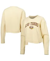 Women's League Collegiate Wear Cream Lsu Tigers Classic Campus Corded Timber Sweatshirt