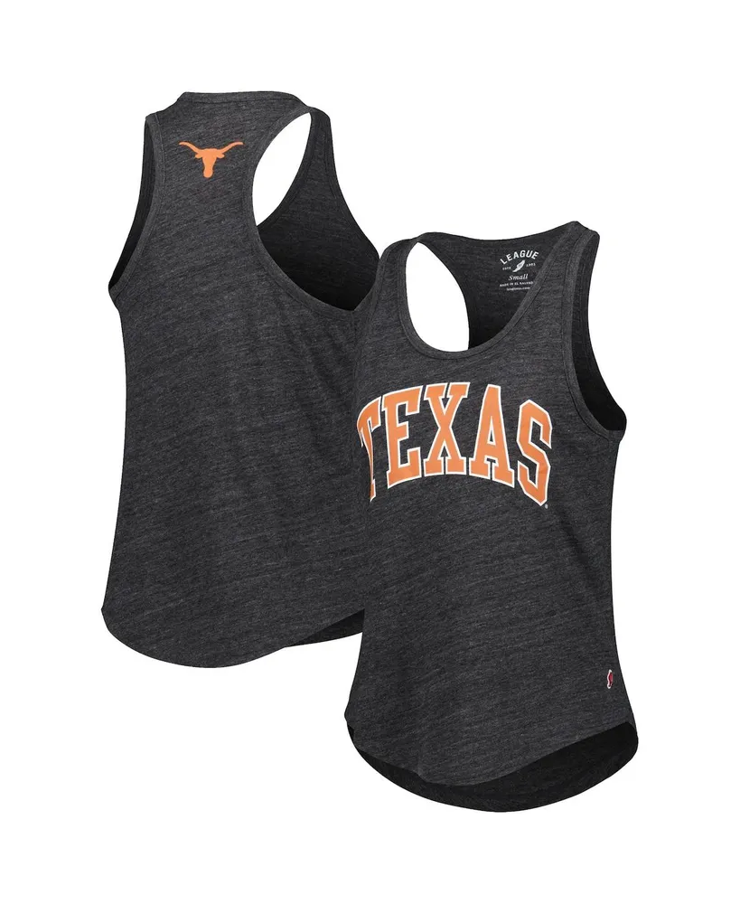 Women's League Collegiate Wear Black Texas Longhorns Two-Hit Intramural Tri-Blend Scoop Neck Racerback Tank Top