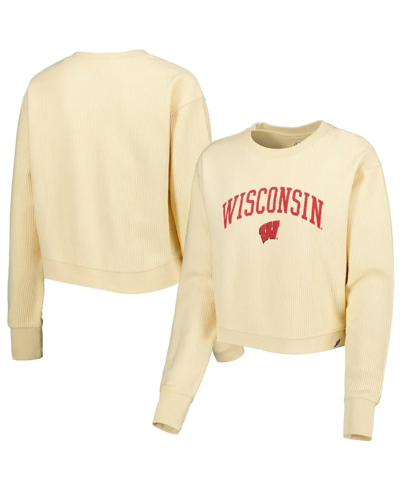 Women's League Collegiate Wear Cream Wisconsin Badgers Classic Campus Corded Timber Sweatshirt