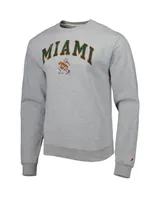 Men's League Collegiate Wear Gray Miami Hurricanes 1965 Arch Essential Fleece Pullover Sweatshirt