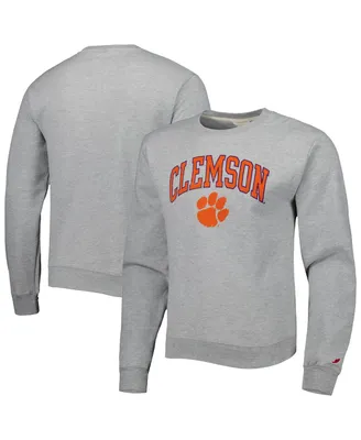 Men's League Collegiate Wear Heather Gray Clemson Tigers 1965 Arch Essential Fleece Pullover Sweatshirt