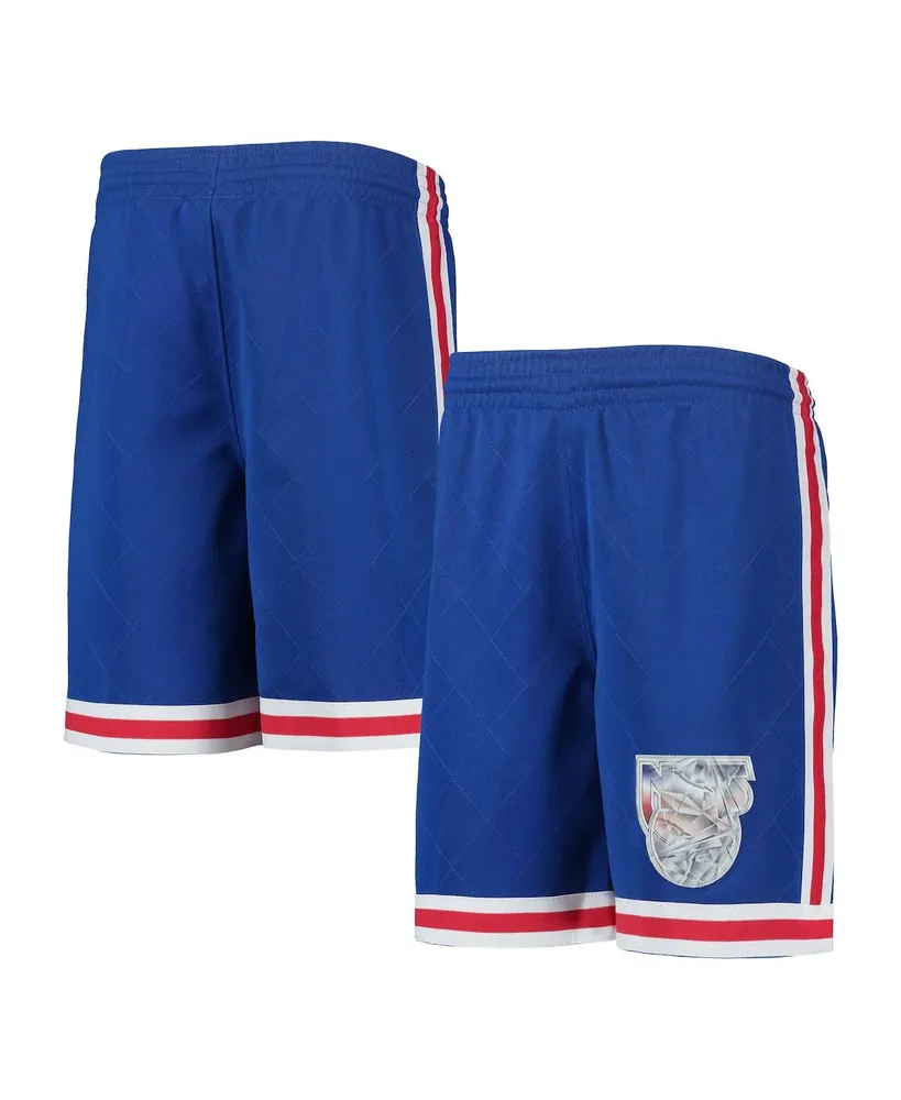 Big Boys and Girls Mitchell & Ness Blue New Jersey Nets 1993 Hardwood Classics 75th Anniversary Swingman Shorts