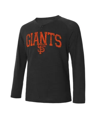 Men's Concepts Sport Black San Francisco Giants Inertia Raglan Long Sleeve Henley T-shirt