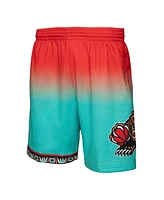 Men's Mitchell & Ness Red, Teal Vancouver Grizzlies 1996/97 Hardwood Classics Fadeaway Reload 3.0 Swingman Shorts