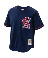 Men's Mitchell & Ness Bo Jackson Navy California Angels Cooperstown Collection Mesh Batting Practice Button-Up Jersey