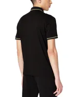 A|X Armani Exchange Men's Short-Sleeve Metallic Logo Jersey Polo Shirt