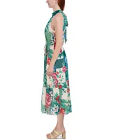 Donna Ricco Women's Printed Mock-Neck Sleeveless Dress