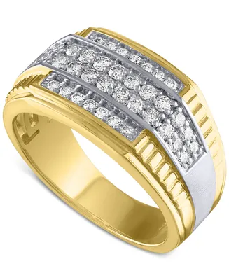 Men's Diamond Horizontal Cluster Ring (3/4 ct. t.w.) in 10k Gold