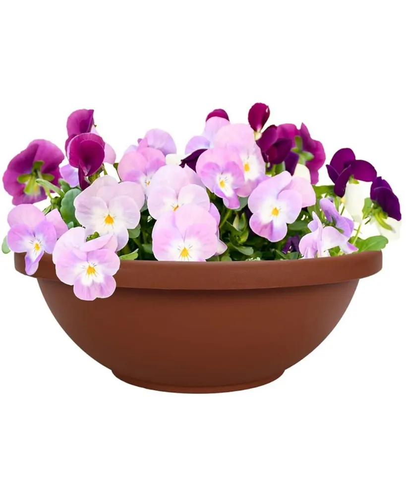 Akro Mills Garden Bowl with Removable Drain Plugs, Clay Color, 14 In