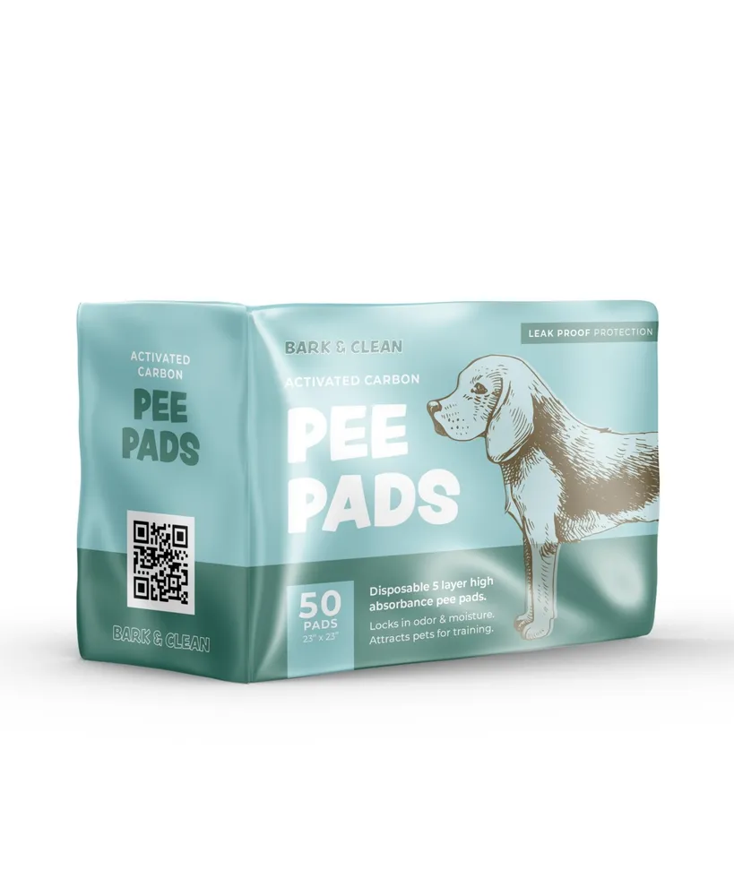 Bark & Clean Dog and Puppy Pee Pads, Leak-Proof Design, Quick-Dry Design, Heavy Duty Absorbency, 23" x 23", 50 Count