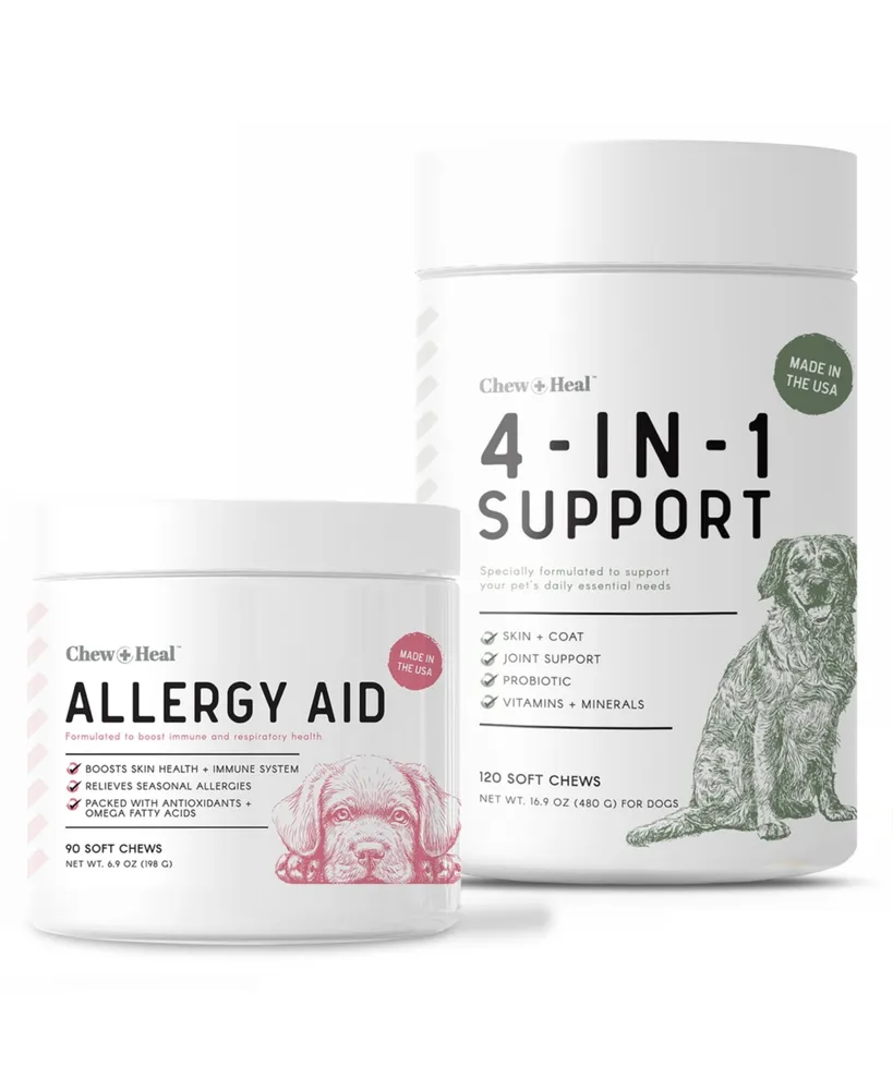 Chew + Heal MaxProtect Allergy Aid with Antioxidants, Dog Supplement & Multivitamin