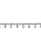 Rachel Glauber Ra Rhodium Plated Cubic Zirconia Adjustable Heart Bracelet