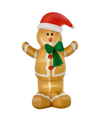 Homcom 6ft Christmas Inflatable Gingerbread Man Holiday Yard Lawn Decoration