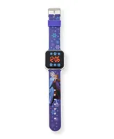 Disney Children's Frozen 2 Light Emitting Diode Purple Silicone Strap Watch 32mm