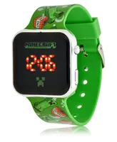 Minecraft Children's Light Emitting Diode Green Silicone Strap Watch 32mm