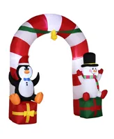 Outsunny 9' Christmas Inflatable Candy Cane Archway BlowUp Outdoor Display - Multi