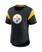 Women's Nike Heather Black Pittsburgh Steelers Primary Logo Fashion Top