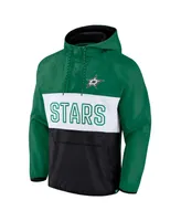 Men's Fanatics Kelly Green, Black Dallas Stars Backhand Shooter Defender Anorak Raglan Hoodie Quarter-Zip Jacket