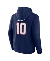 Men's Fanatics Mac Jones Navy New England Patriots Player Icon Name and Number Pullover Hoodie