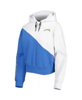 Women's Dkny Sport White and Powder Blue Los Angeles Chargers Bobbi Color Blocked Pullover Hoodie