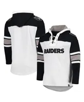 Men's '47 Brand Las Vegas Raiders Heather Gray Gridiron Lace-Up Pullover Hoodie